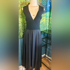 Theory Midnight Navy Blue Sleeveless Midi-Swing Dress